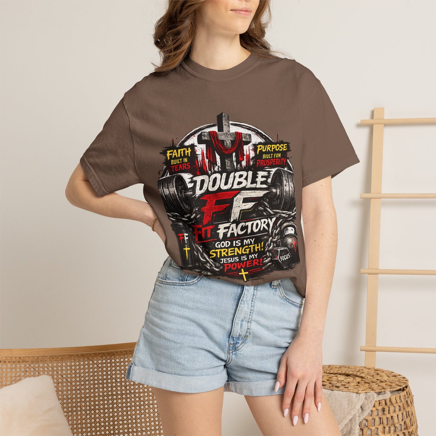 Fitness Tee — "Double F Fit Factory" Strength & Faith Gym T-Shirt