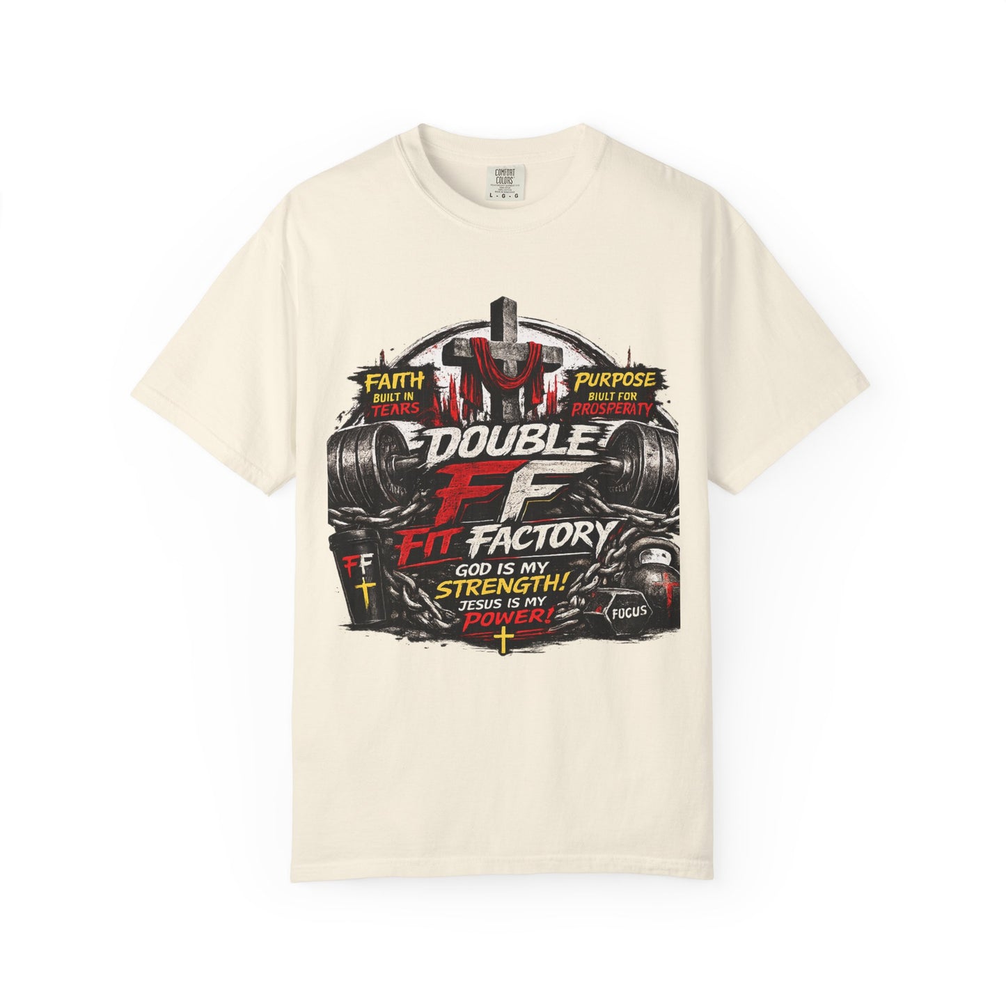 Fitness Tee — "Double F Fit Factory" Strength & Faith Gym T-Shirt