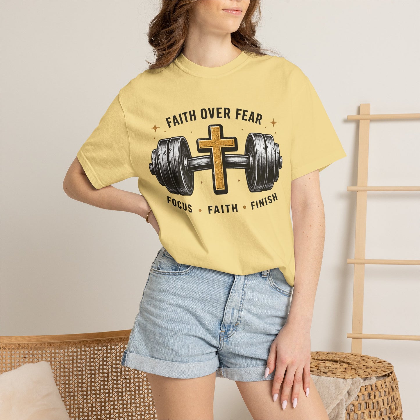 Faith Over Fear T-Shirt – Christian Workout Tee (Focus • Faith • Finish)