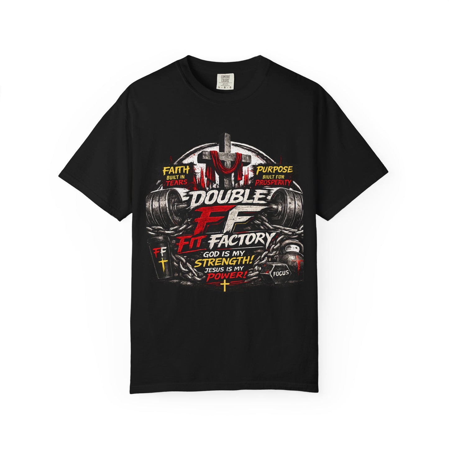 Fitness Tee — "Double F Fit Factory" Strength & Faith Gym T-Shirt
