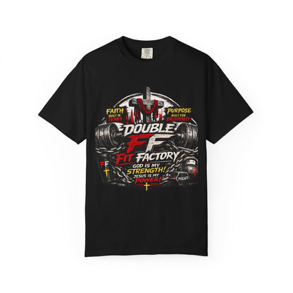 Fitness Tee — "Double F Fit Factory" Strength & Faith Gym T-Shirt