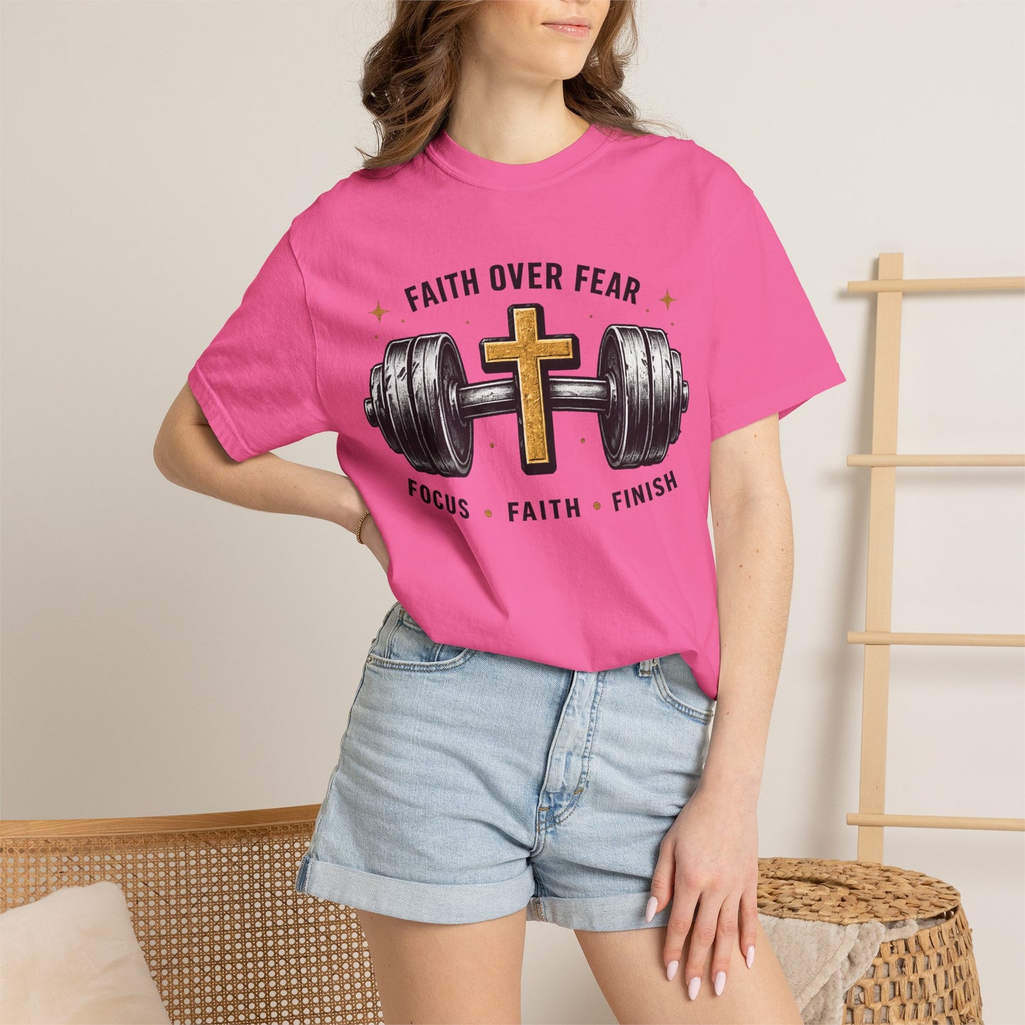 Faith Over Fear T-Shirt – Christian Workout Tee (Focus • Faith • Finish)