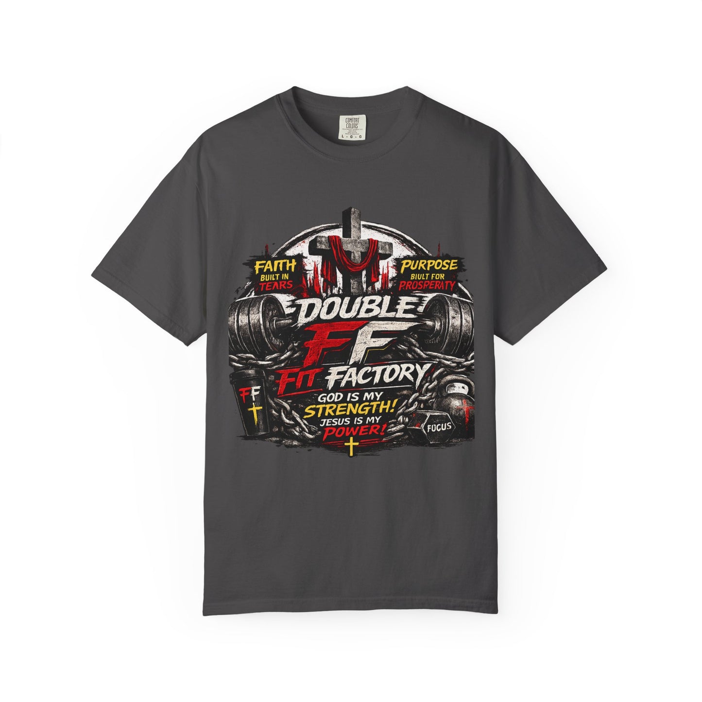 Fitness Tee — "Double F Fit Factory" Strength & Faith Gym T-Shirt
